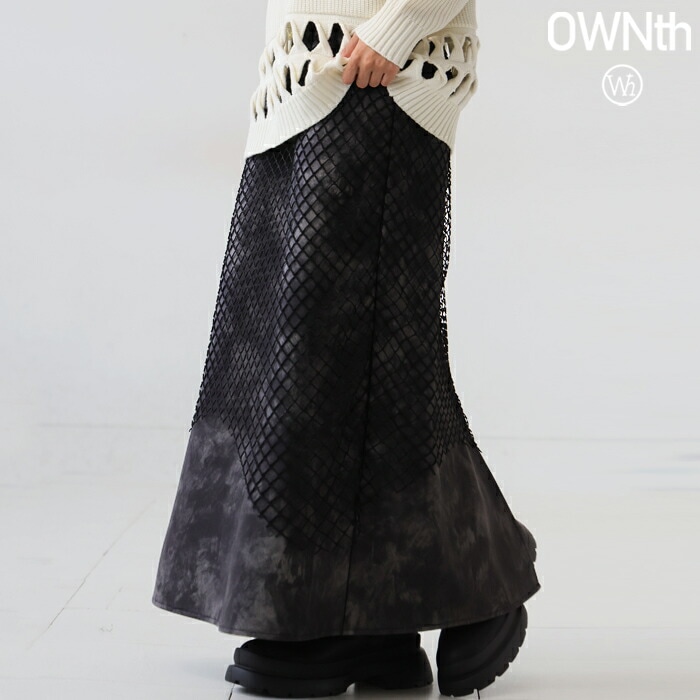 メッシュレイヤードレザースカート レディース スカート 送料無料・メール便不可