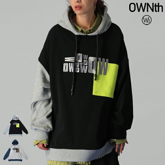 切替 ロゴ フーディー ユニセックス オーバーサイズ 送料無料・メール便不可