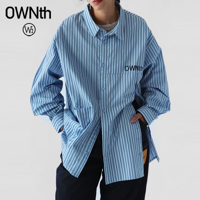 デザイン切替 ストライプシャツ レディース シャツ 送料無料・(80)メール便可