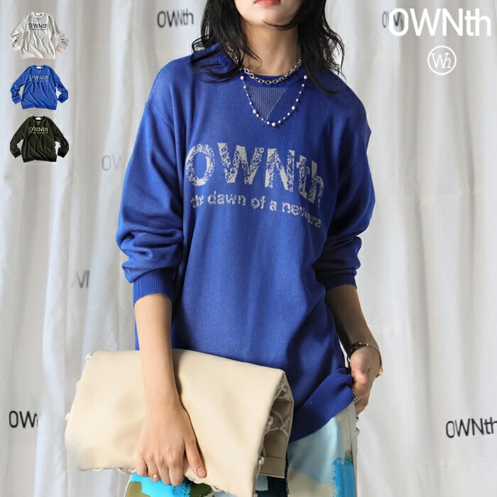 グラデーションロゴ ニット レディーストップス 長袖 送料無料・メール便不可 秋新作 グラデーションロゴ ニット レディーストップス 長袖 送料無料・メール