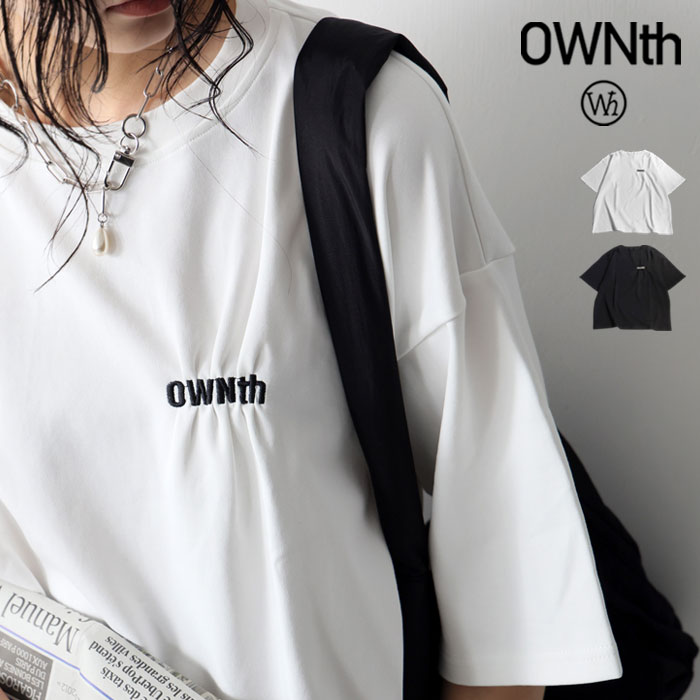 タック 配色 刺繍ロゴ Tシャツ レディース 半袖 送料無料・メール便不可