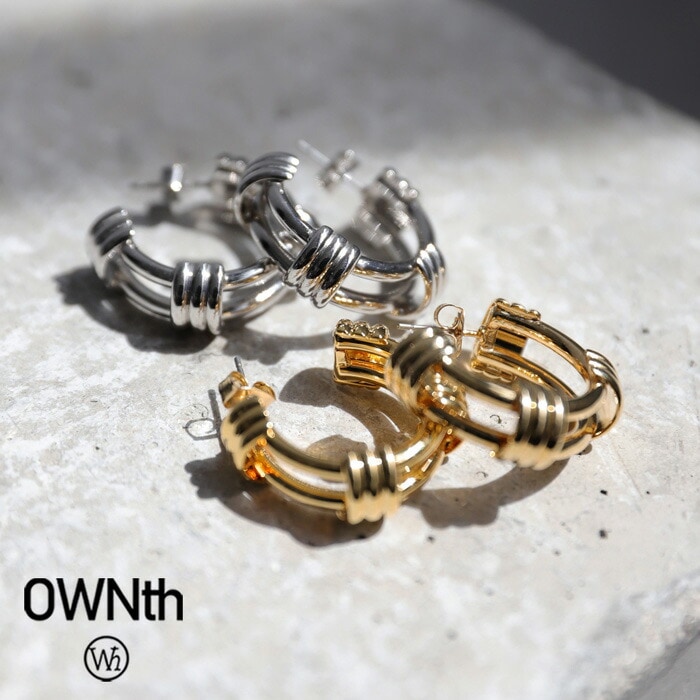 アクセ送料無料 2連風 フープモチーフピアス レディース 両耳用・(50)メール便可