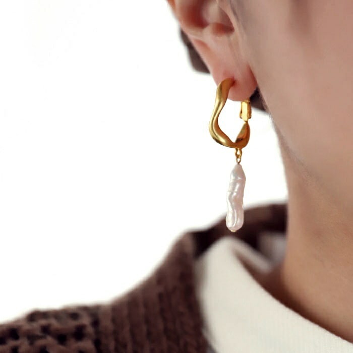 アクセ送料無料 ピアス 淡水パール フープ キャッチレス レディース・(10)メール便可