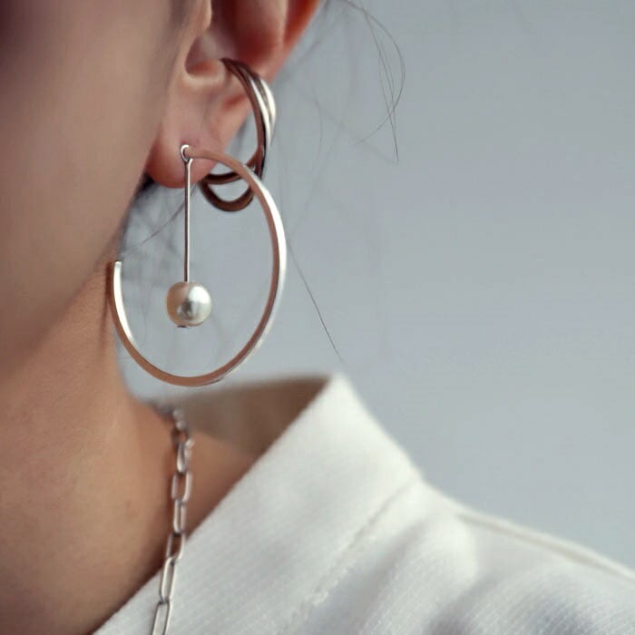 アクセ送料無料 ピアス アクセサリー パール 揺れる フープ シック レディース・(10)メール便可