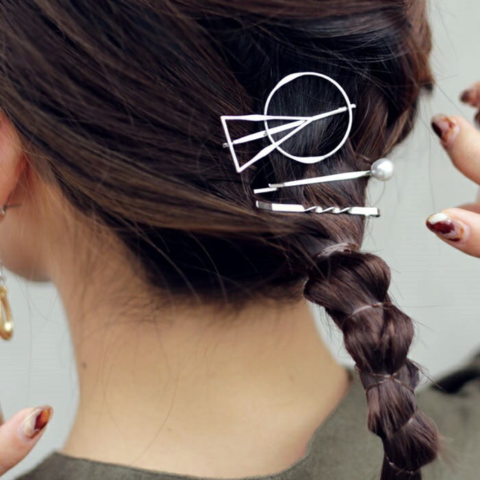 アクセ送料無料   ヘアピン アクセサリー 真鍮 パール ピン留め ヘアクリップ 3点セット 三角 丸 ニュアンス デザイン シック 大人 レディース おしゃれ パーティー 誕生日 プレゼント・(10)メール便可
