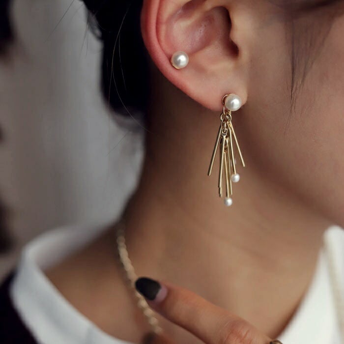 最大1000円OFF対象！4日20時～12日10時 アクセ送料無料 ピアス アクセサリー チタン パール 変形 シック レディース・(10)メール便可