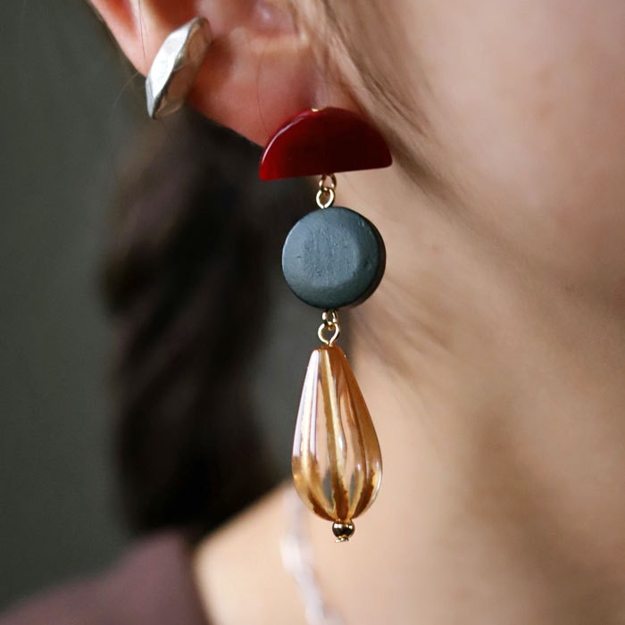 アクセ送料無料 ピアス アクセサリー チタン 木 ウッド レディース・(10)メール便可