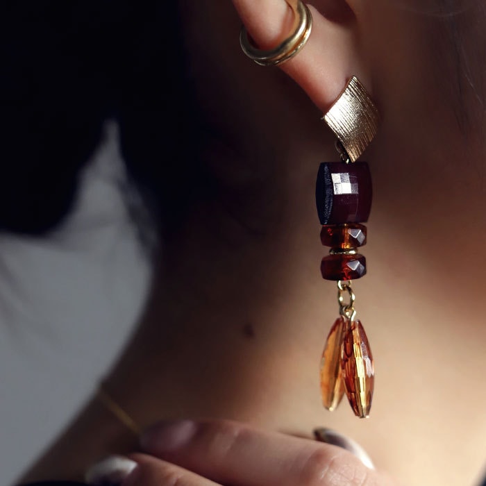 アクセ送料無料 ピアス アクセサリー 揺れる ゴールド アンティーク レトロ ニュアンス モチーフ シック レディース・(10)メール便可