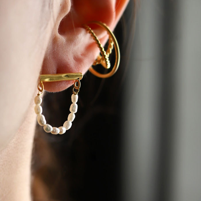 アクセ送料無料 ピアス アクセサリー パール 淡水パール ゴールド シルバー ブラック モダン モチーフ シック レディース・(10)メール便可