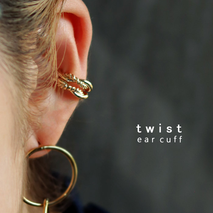 アクセ送料無料 イヤーカフ アクセサリー 金属アレルギー対応 ニッケルフリー 真鍮 片耳用 イヤカフ ねじれ クロス 重ね付け 2連 ラク ヴィンテージ 上品 きれいめ シンプル 大人 レディース おしゃれ 誕生日 プレゼント・(10)メール便可