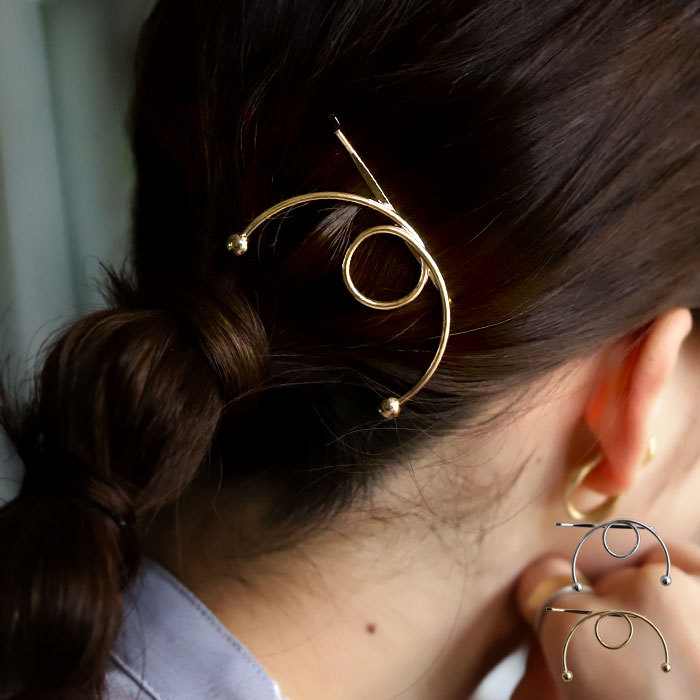 アクセ送料無料   ヘアピン アクセサリー 真鍮 ピン留め ヘアクリップ 変形 ひねり シルバー ゴールド ナチュラル デザイン ヴィンテージ シック シンプル 大人 レディース おしゃれ ヘアアレンジ パーティー プレゼント・(10)メール便可