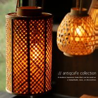 シェード 照明 吊り下げ 竹編み キャンドルホルダー バスケット