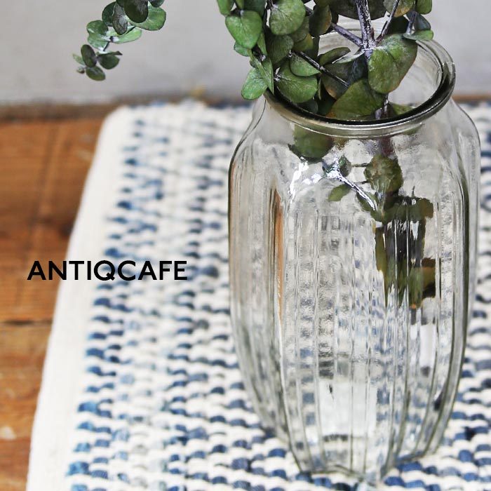 ガラス 花瓶 凹凸 ストライプ調 八芒星底 フラワーベース・メール便不可