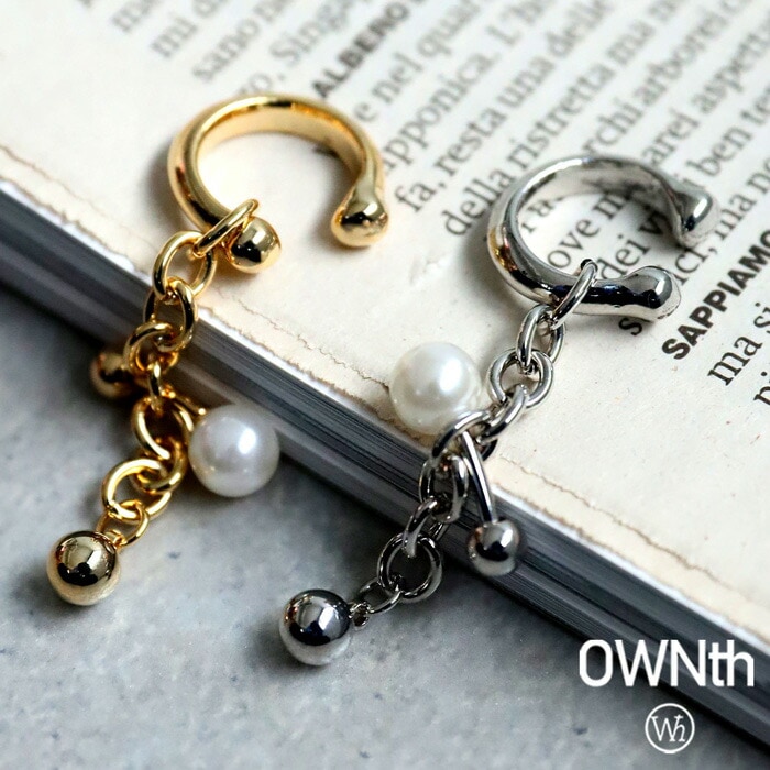 アクセ送料無料 イヤーカフ レディース 片耳用 パール メタル・(30)メール便可