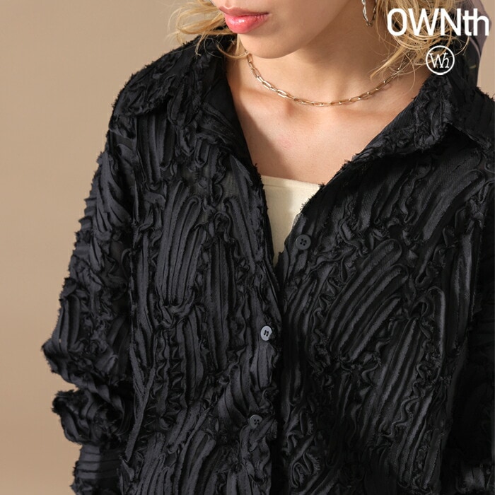 立体テープ シャツブラウス レディース 長袖 羽織り 送料無料・メール