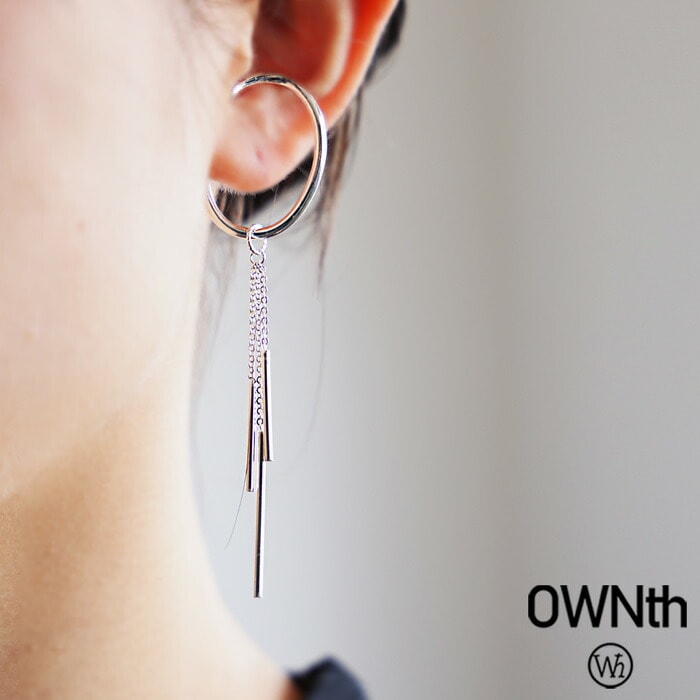 アクセ送料無料 ロングチェーンイヤーカフ レディース 片耳用・(50)メール便可