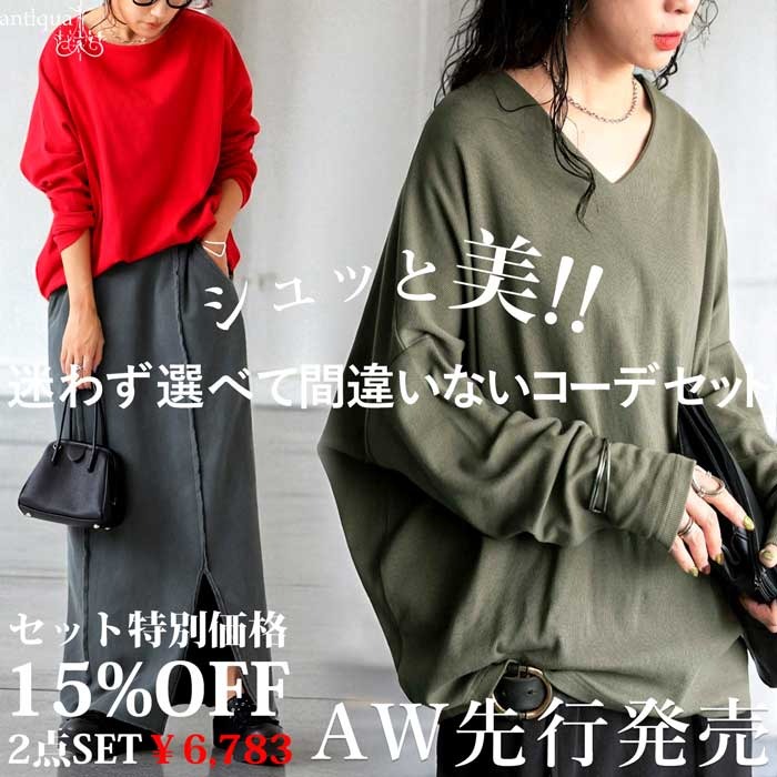 コーデセット シュッと美トップス 裏毛スカート 送料無料・メール便不可