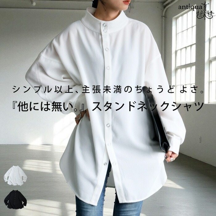 再入荷予定有!スタンドカラー シャツ レディース トップス 長袖