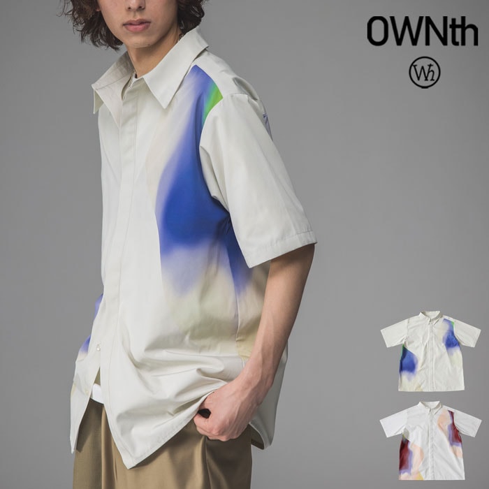 ウェーブプリント シャツ メンズ 半袖 羽織り 送料無料・(80)メール便可