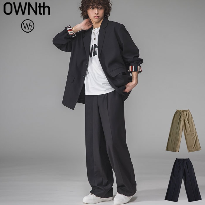 異素材切替 タックパンツ メンズ ロング 無地 送料無料・メール便不可