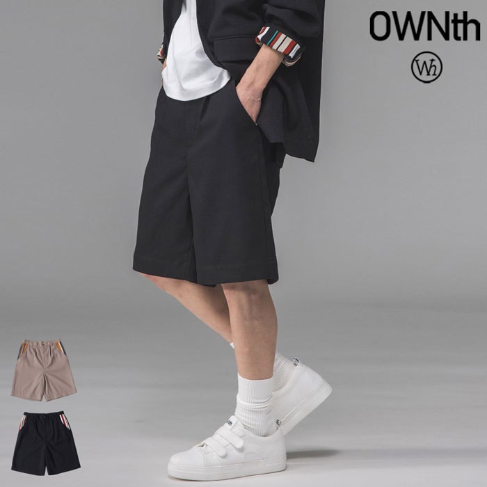 ハーフパンツ メンズ ストライプ 柄 ワイド 送料無料・(100)メール便可