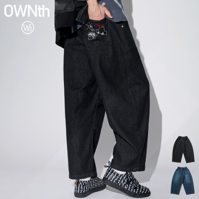 【クリアランスバーゲン30％OFF！4日10時迄】刺繍デザイン デニム バレルパンツ メンズ 綿100・メール便不可(返品・キャンセル・交換不可)