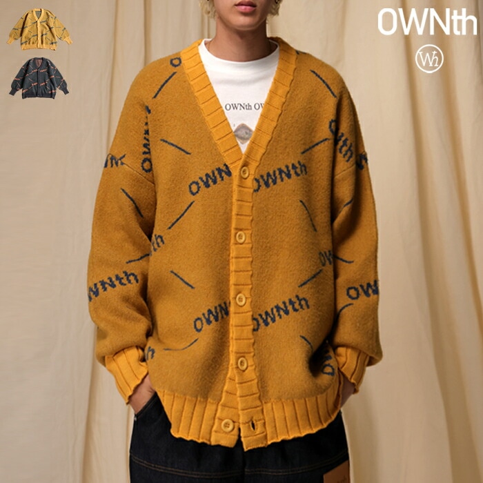 モノグラムカーディガン ユニセックス 長袖 Vネック 送料無料・メール便不可