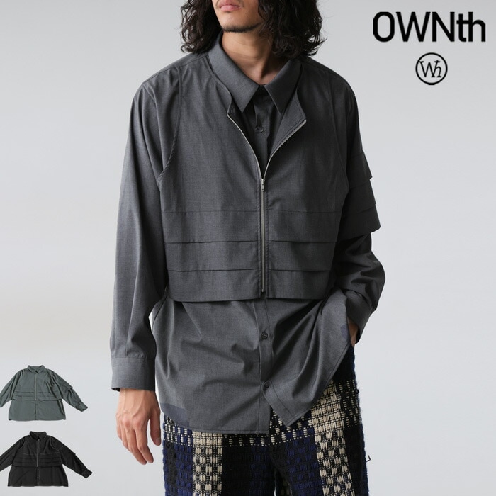 レイヤード風切り替え シャツ メンズ 長袖 無地 送料無料・メール便不可