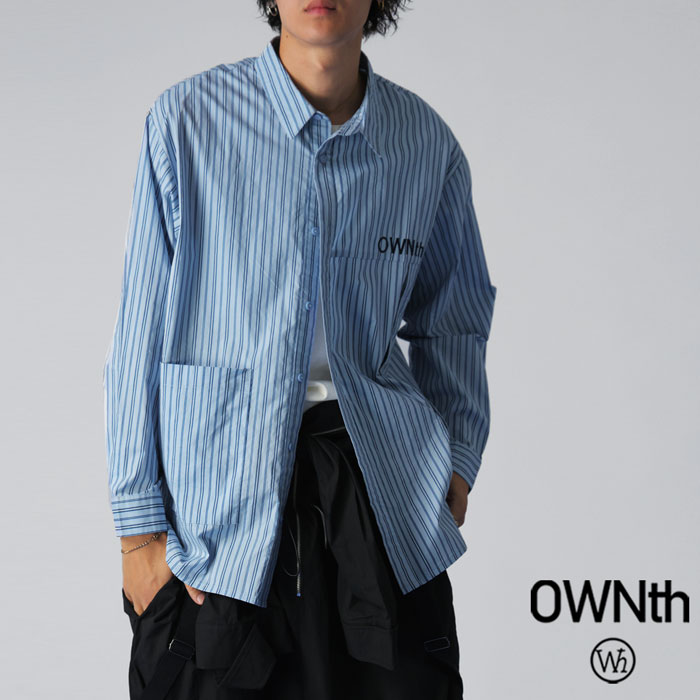 デザイン切替 ストライプシャツ メンズ シャツ 送料無料・(80)メール便可