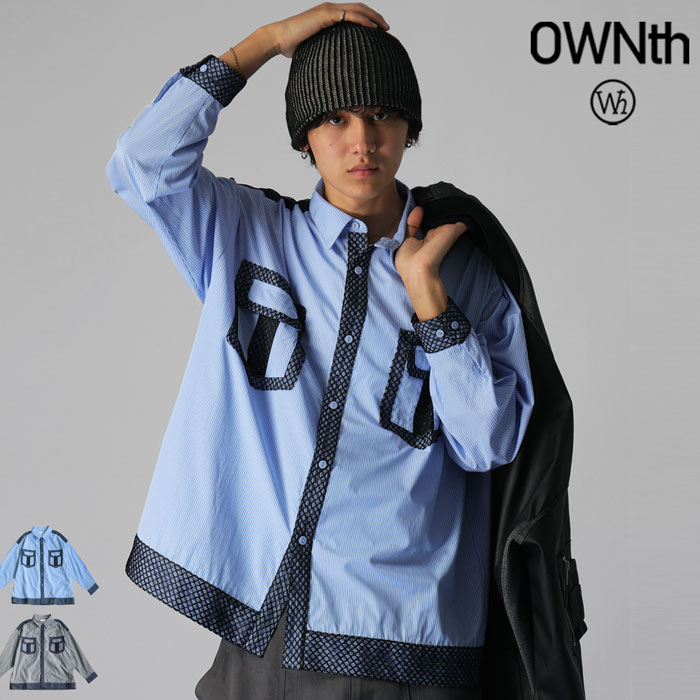 レース切替 ストライプシャツ メンズ トップス 送料無料・(500)メール便可