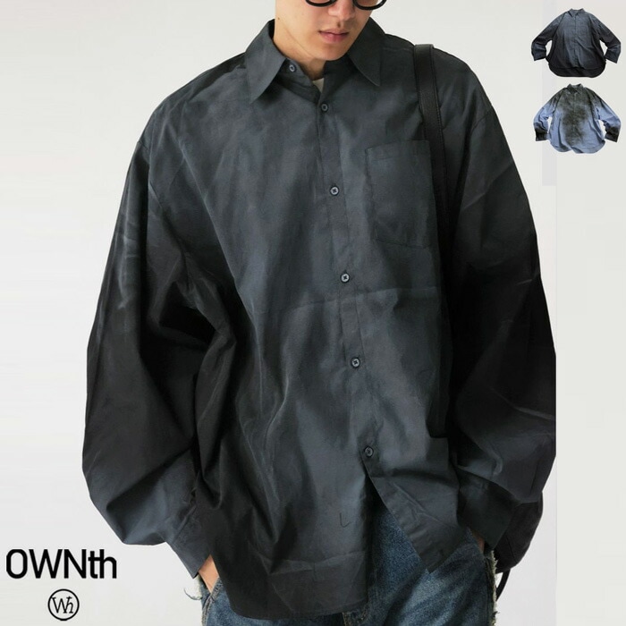 グラデーション スプレー加工 シャツ メンズ 長袖 送料無料・(80