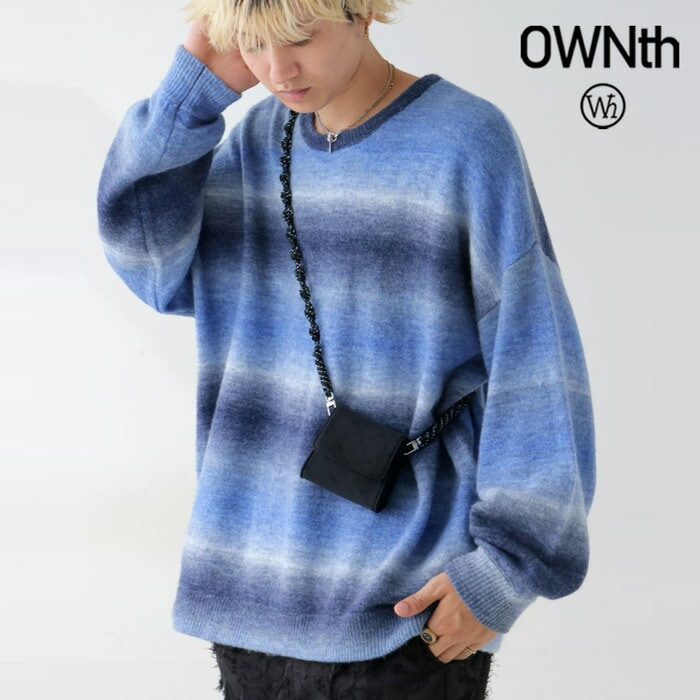 グラデーション ニット メンズ 長袖 ゆったり 送料無料・メール便不可