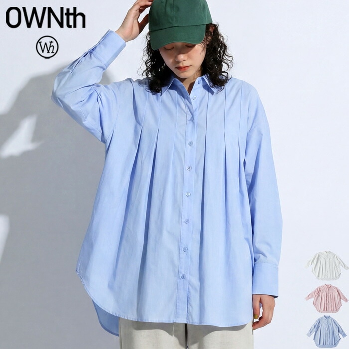 余白で魅せるシャツ。シャツ レディース 長袖 レギュラーカラー タック 送料無料・(100)メール便可