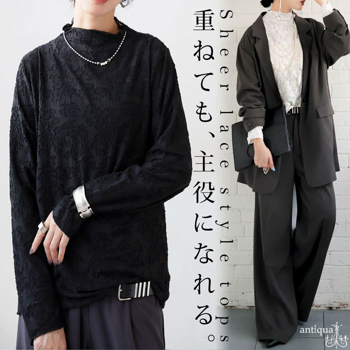 フォーマルitem2点10％OFF！26日10時まで レース調 シアートップス レディース トップス 長袖 送料無料・再入荷 (80)メール便可(返品・キャンセル・交換不可)