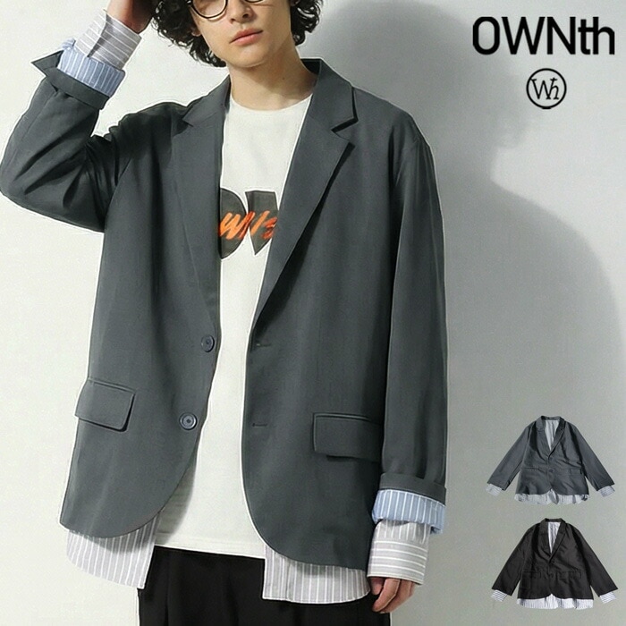 テーラードカラー ジャケット メンズ レイヤード風 送料無料・メール便不可