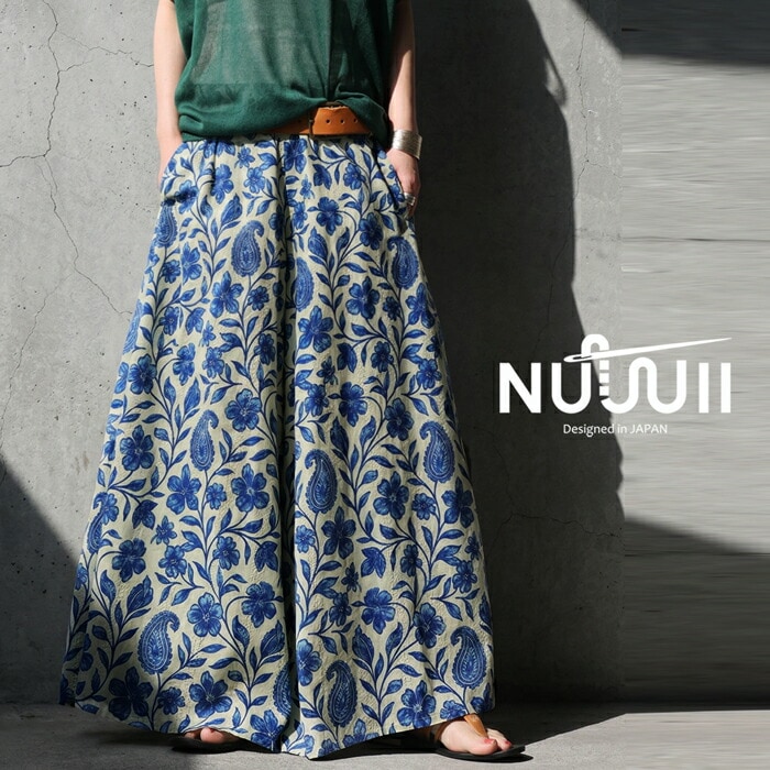 【予約：4月下旬納期】柄で、品をつくる。ワイドパンツ レディース 花柄 ロングパンツ イージー 送料無料 ・(500)メール便可