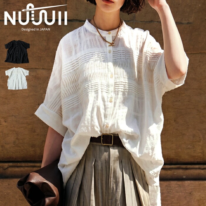 【予約：6月下旬納期】静かな存在感。シアー シャツ レディース 半袖 綿100% 送料無料 ・(100)メール便可