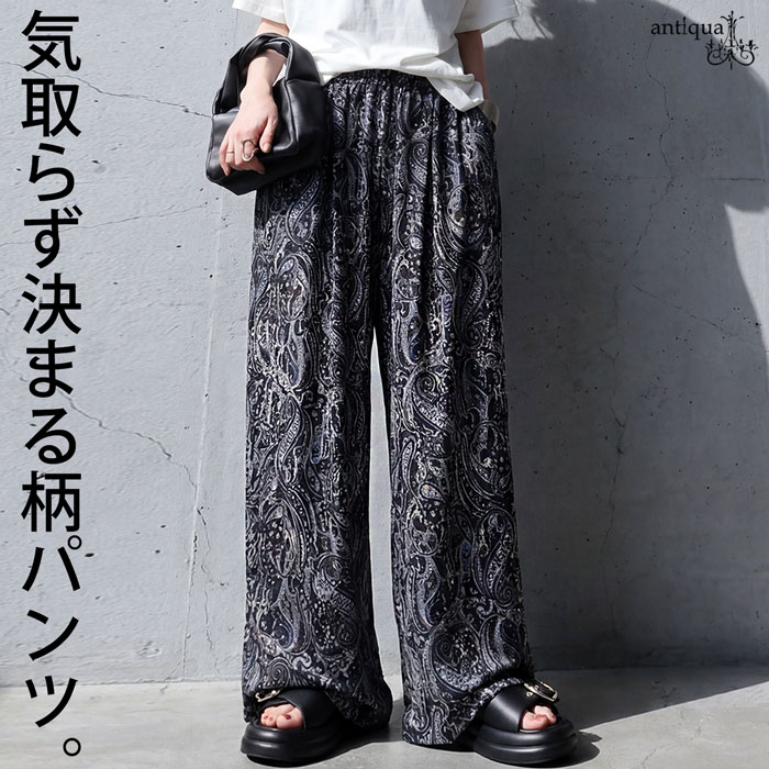 今日、なんかいい理由はこれ。ペイズリー柄 ワイドパンツ レディース ロング丈 総柄 送料無料 ・(80)メール便可