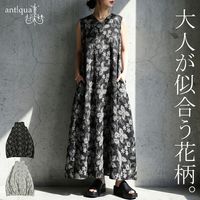 花を、品よく纏う。花柄 コクーンワンピース レディース ノースリーブ