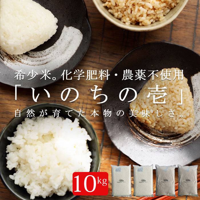【自然栽培米今だけ特別価格2000円OFF】 自然が育てた、おいしさ。自然栽培米 いのちの壱 10kg 5kg×2個セット 真空パック 精米 玄米 選べる 特別栽培米 農薬不使用 化学肥料不使用 国産米 白米 無添加 お米 ごはん 食べ物 ご飯 ギフト 贈答用 送料無料 ・メール便不可