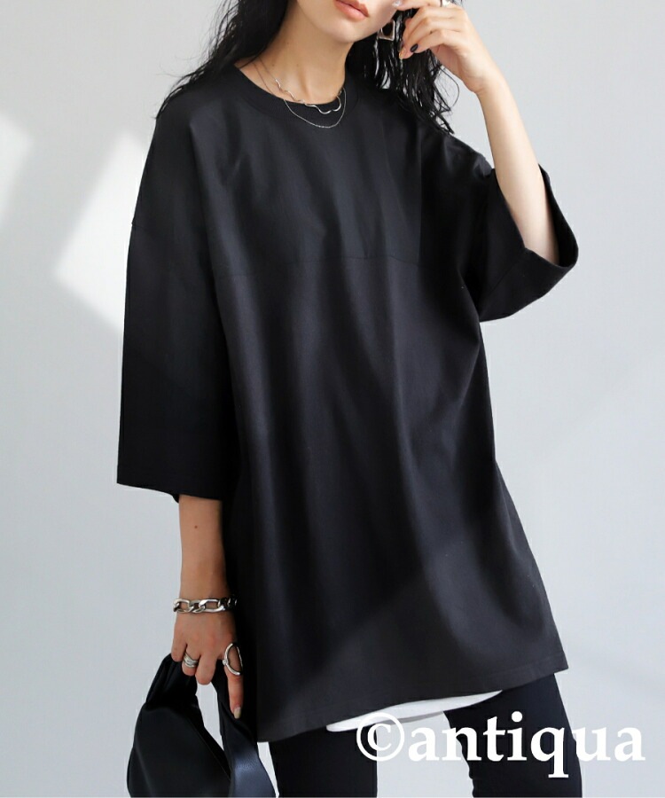 Tシャツ レディース トップス 半袖 無地 異素材 シンプル・(100