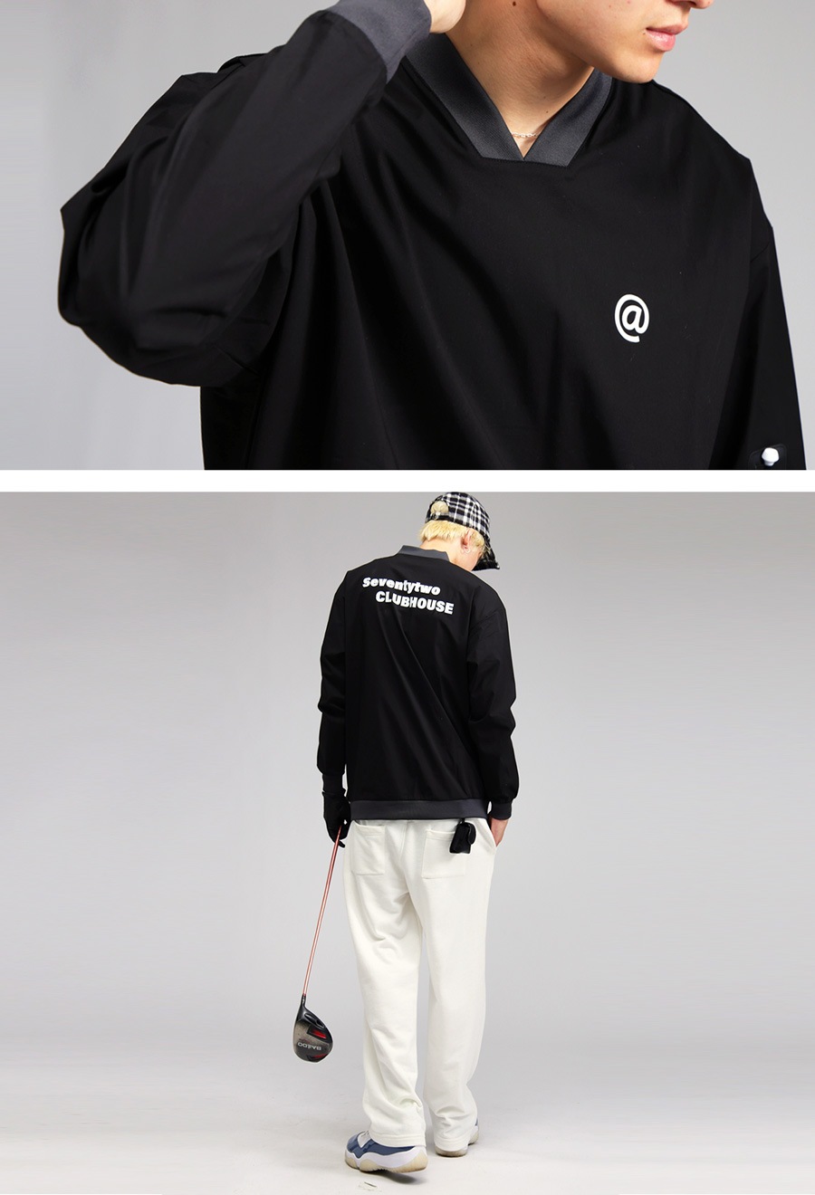 アンティークゴルフ　デコパージュ 楽天市場】ANTIQUA GOLF×STCH メッシュ風配色トップス 送料無料