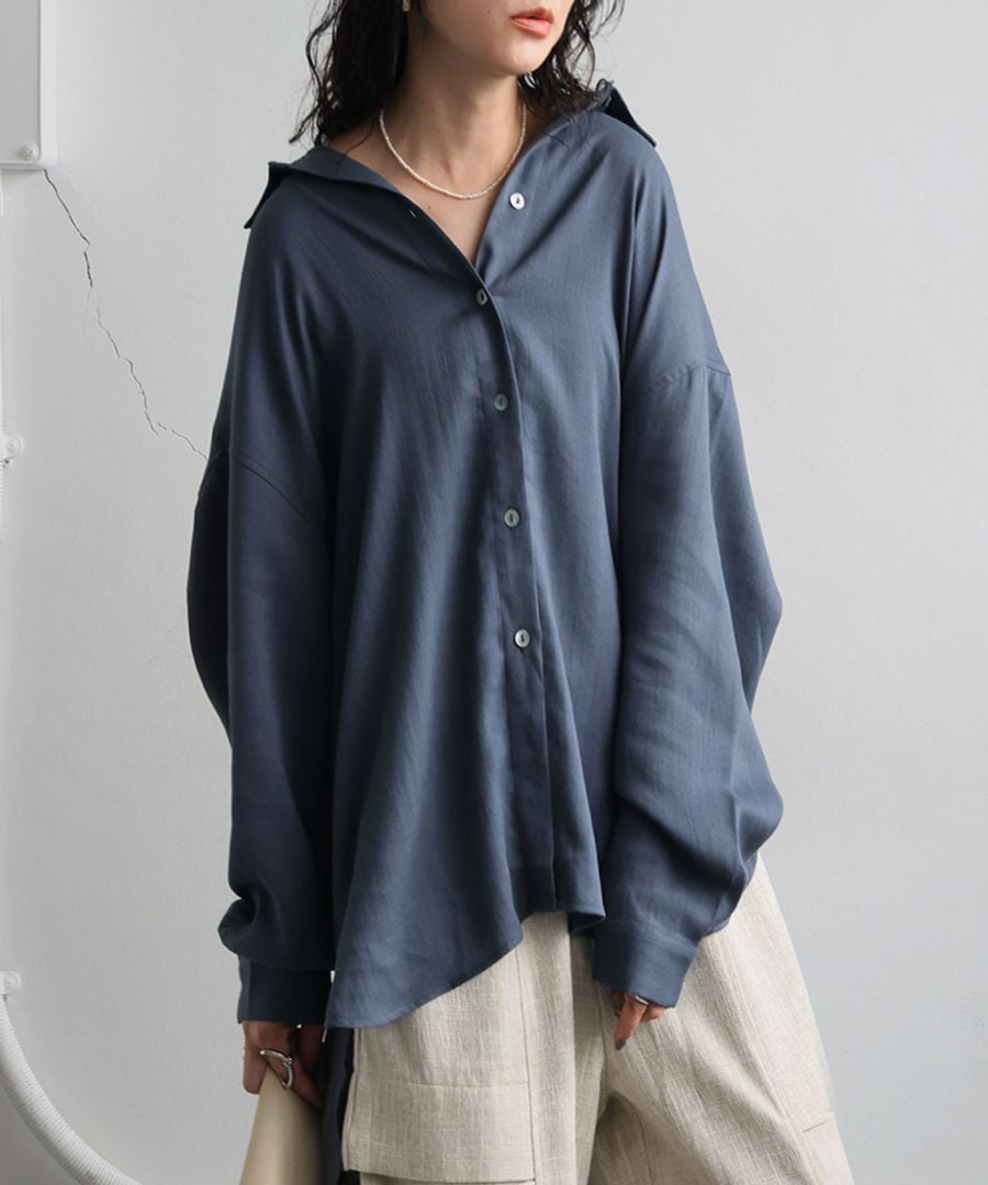 シャツ レディース トップス 長袖 リネン風 シアー 送料無料 ・再入荷