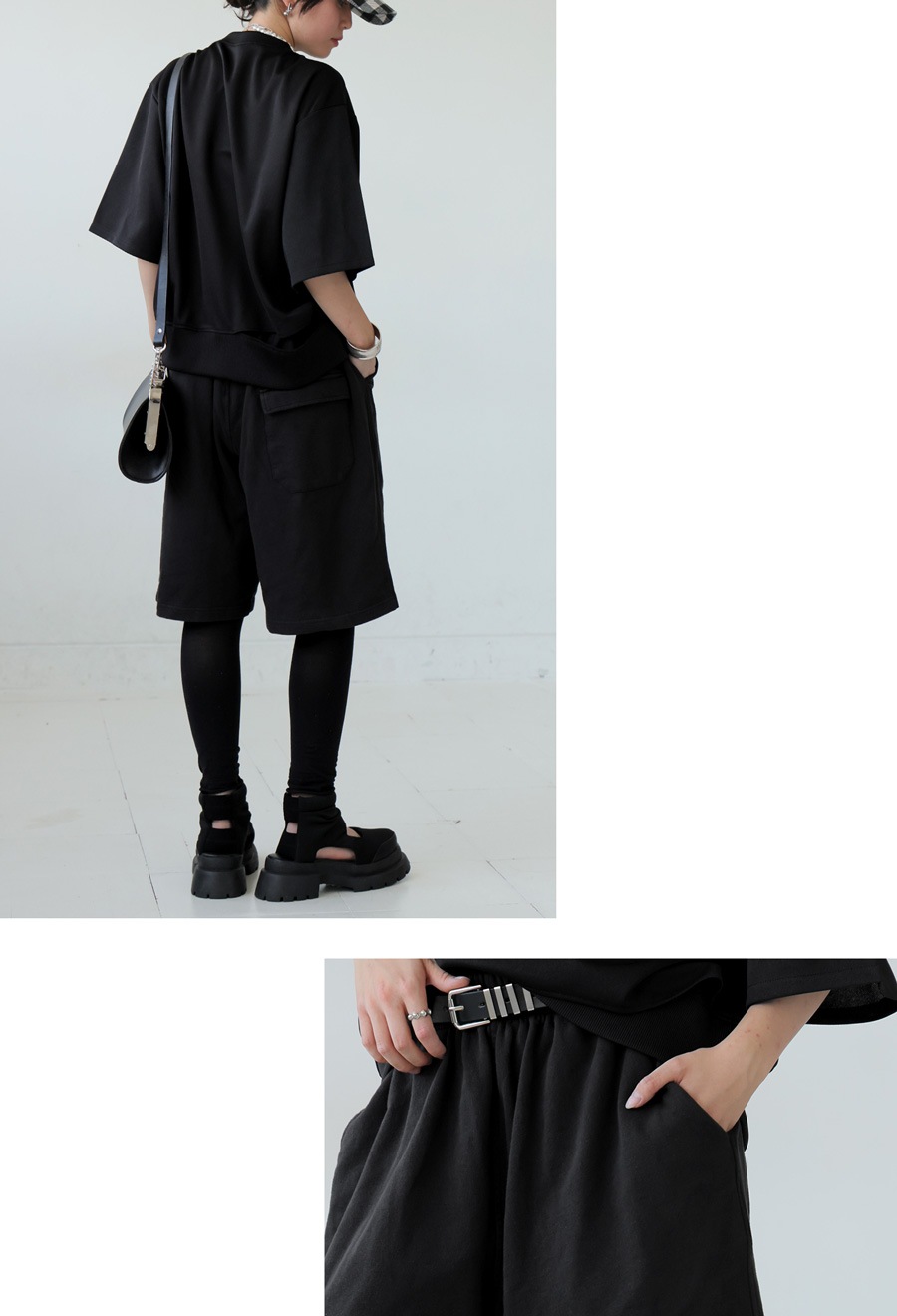 [23区] ハーフパンツ　コットン　ブラック　上品　未使用タグ付き　極美品　S 23区] ハーフパンツ コットン ブラック 上品 未使用タグ付き 極