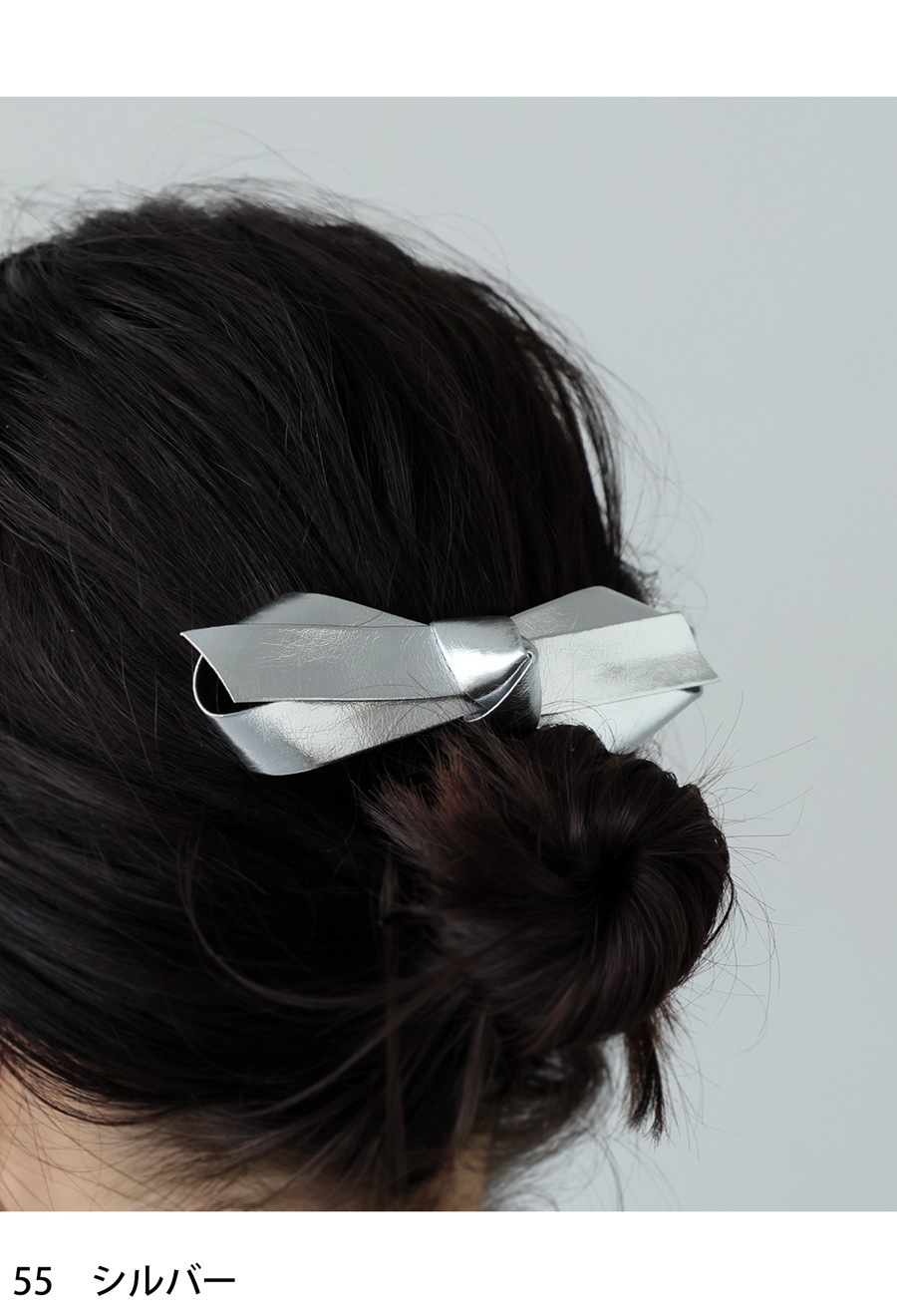 アクセ送料無料 シルバーリボンヘアクリップ ヘアクリップ・(100
