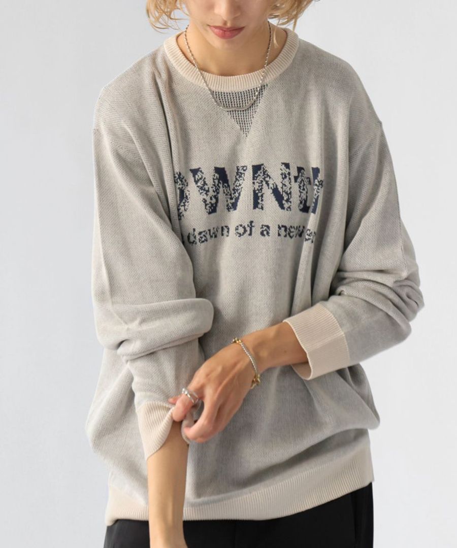 グラデーションロゴ ニット レディーストップス 長袖 送料無料・メール