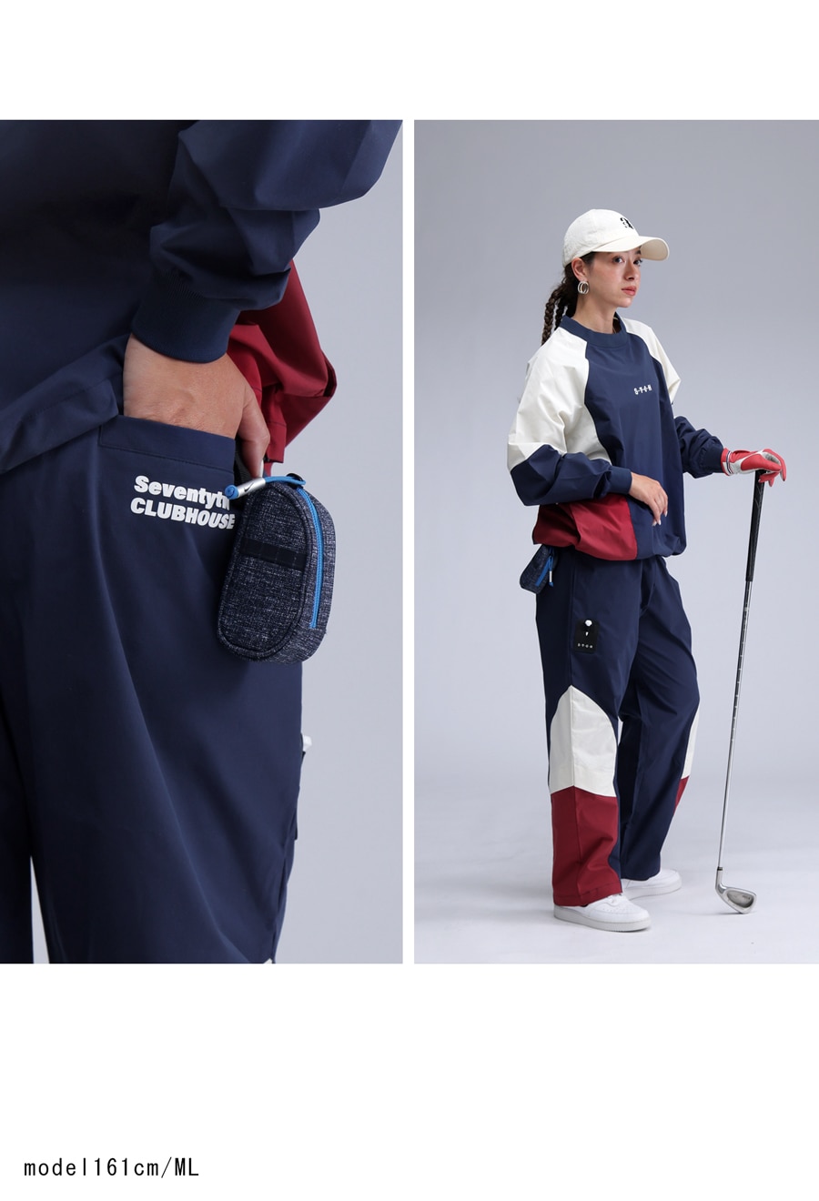 予約：10月上旬納期】ANTIQUA GOLF×STCH 配色パンツ レディース