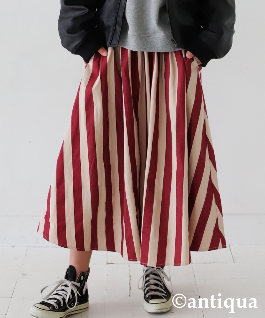 スカート ストライプ 子供服 ロングスカート ボトムス ジュニア・再