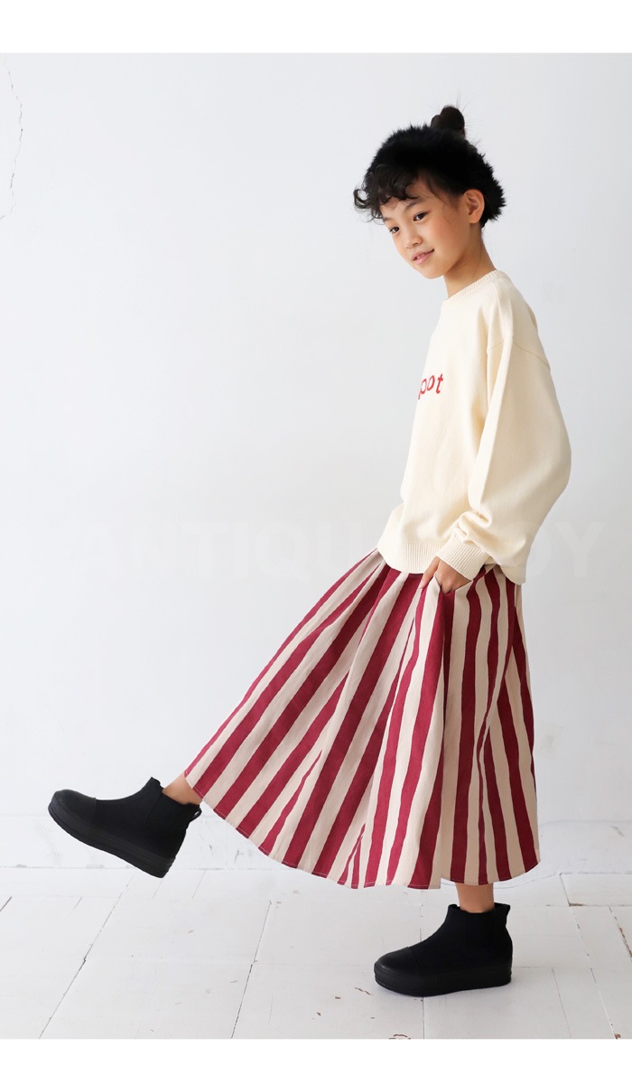 魅力的な 子供服 ストライプ スカート ロングスカート ジュニア ボトムス スカート