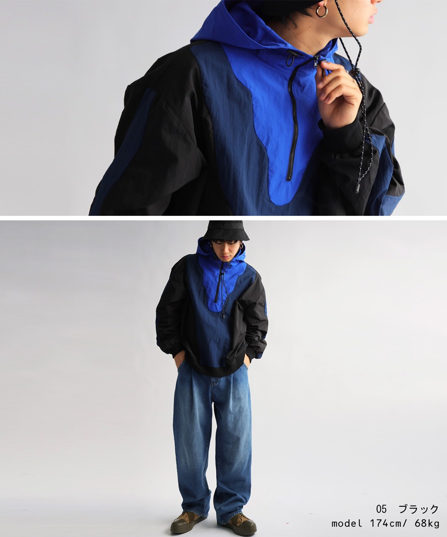 ハーフジップトップス メンズ トップス 長袖 配色 送料無料・再再販